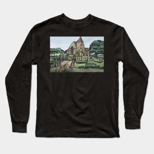 Old Romney Church Kent England British Landscape Long Sleeve T-Shirt